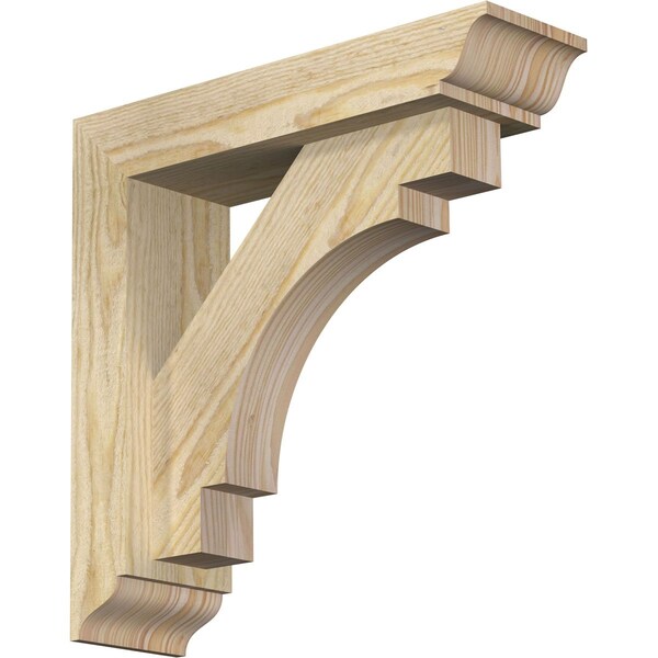Ekena Millwork Merced Traditional Rough Sawn Bracket w/ Offset Brace, Douglas Fir, 4"W x 14"D x 14"H BKT0402X14X14MRC01RDF - main